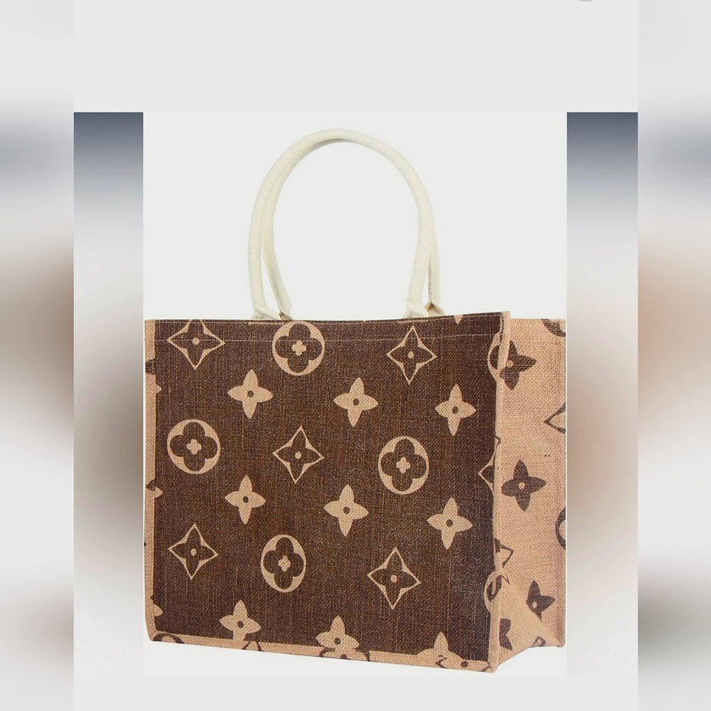 Large  Beach Bag,Jute ,Beach Tote-Burlap, Shoulder, Reusable Shopping Bag.